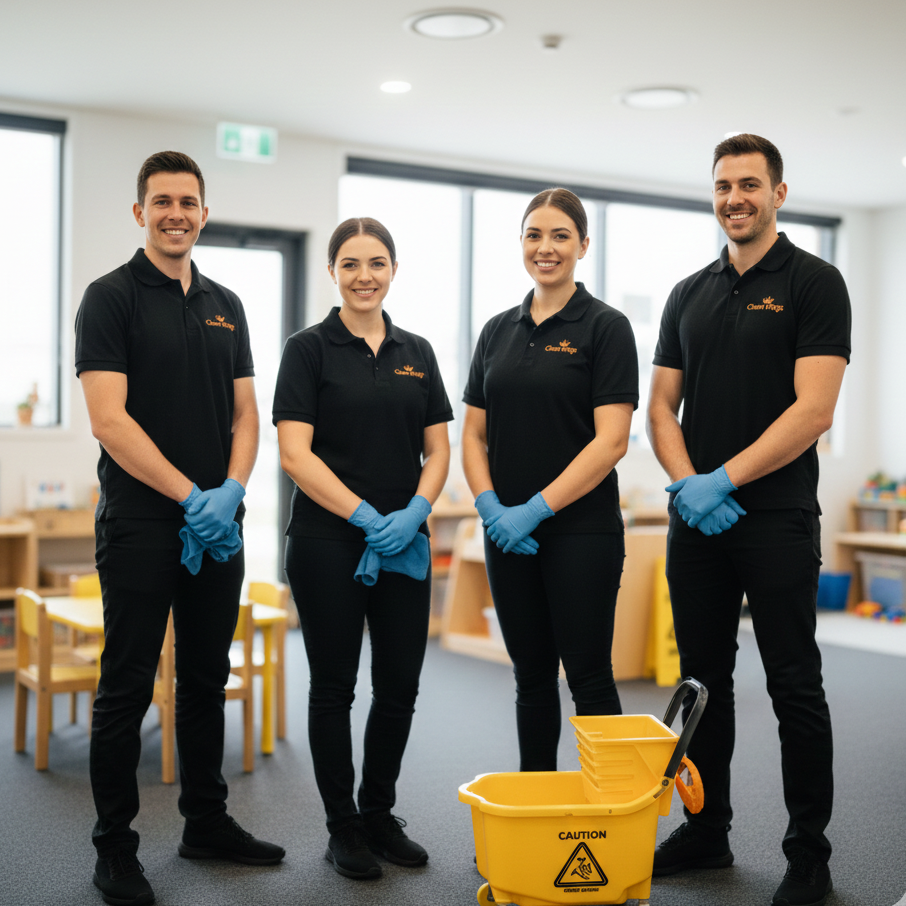 Trusted Clean Kings childcare cleaning team delivering safe and reliable cleaning services in Australia.